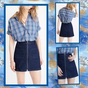 Madewell Zip Front Denim Jean Skirt Pockets Sz 32